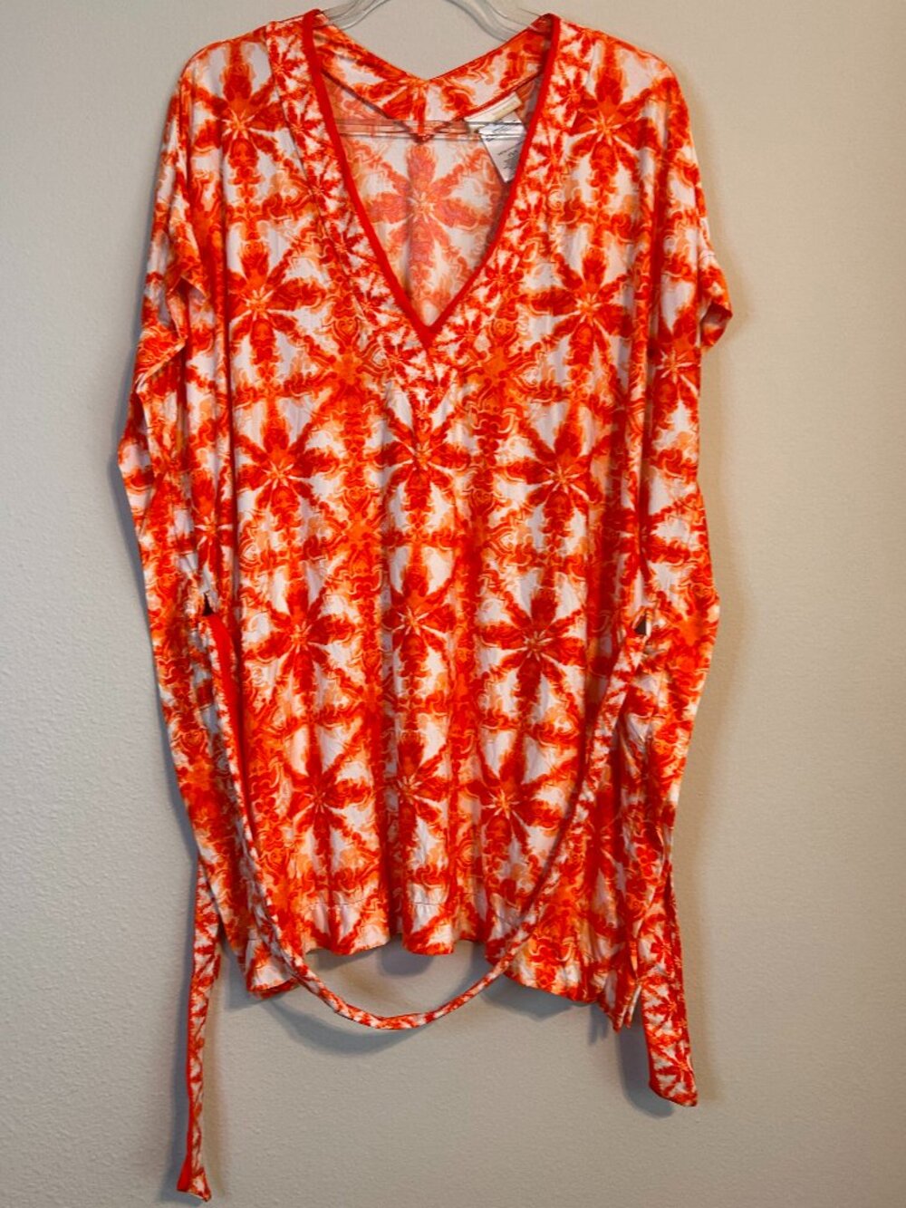 Michael Michael Kors Orange & White Tie-Dye Wrap Top – XS